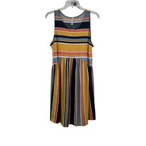 MTS Women's Striped A-Line Dress Sleeveless Multicolor Size Medium Above Knee